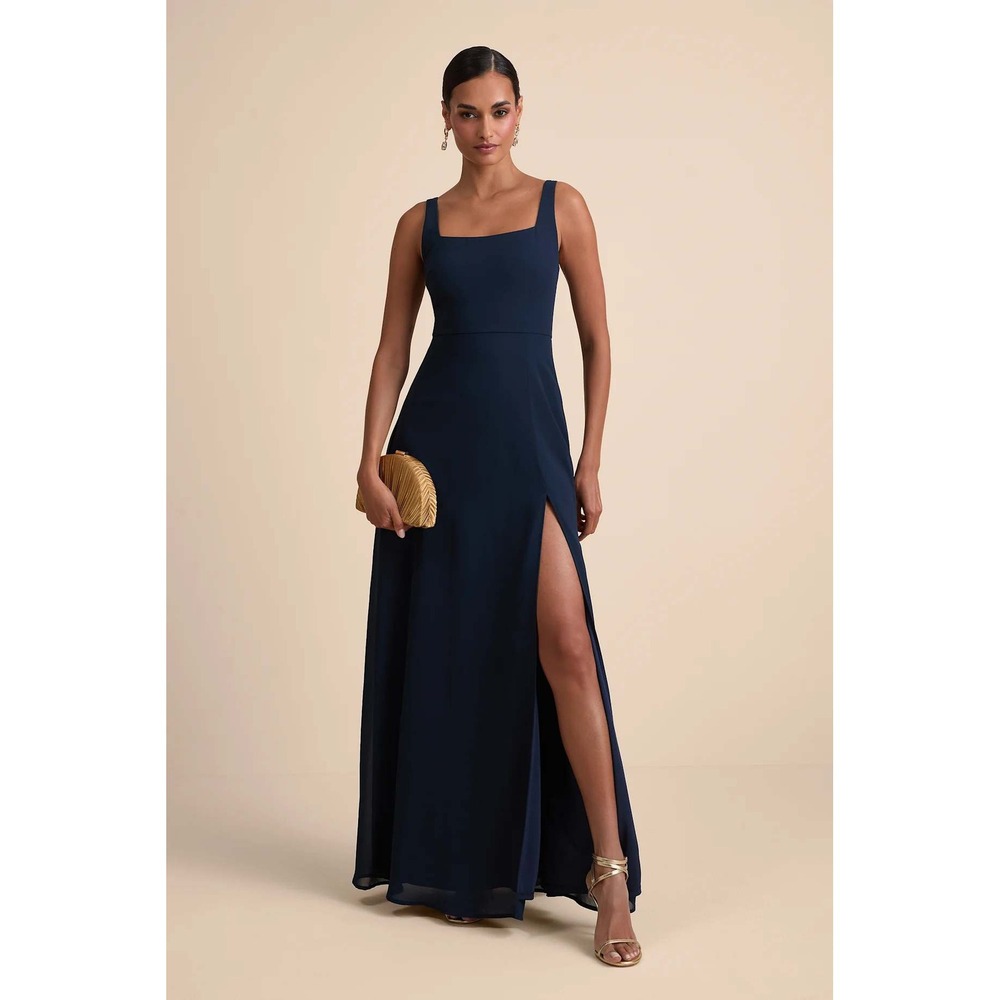 Lulus‎ Women's Remarkable Arrival Navy Blue Sleeveless Maxi Dress Size Medium